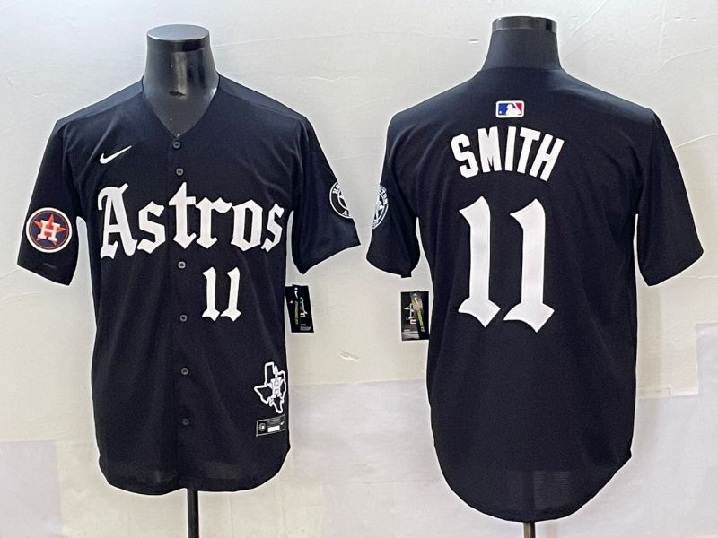 Men 2025 Houston Astros 11 Smith Black Five generations Joint Name Nike MLB Jersey style 42